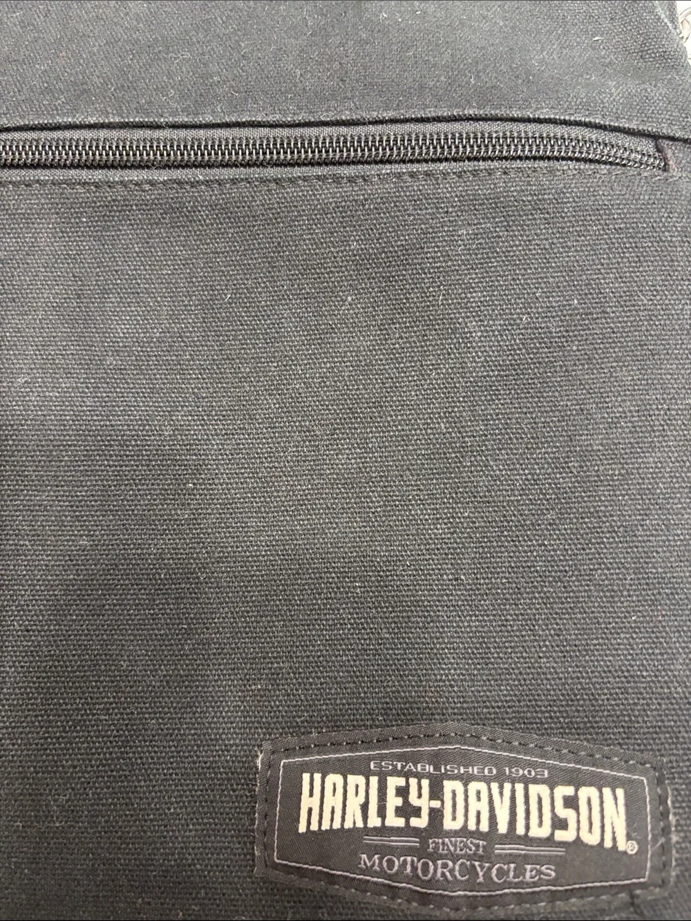 Harley-Davidson Black Canvas Messenger Crossbody Bag
